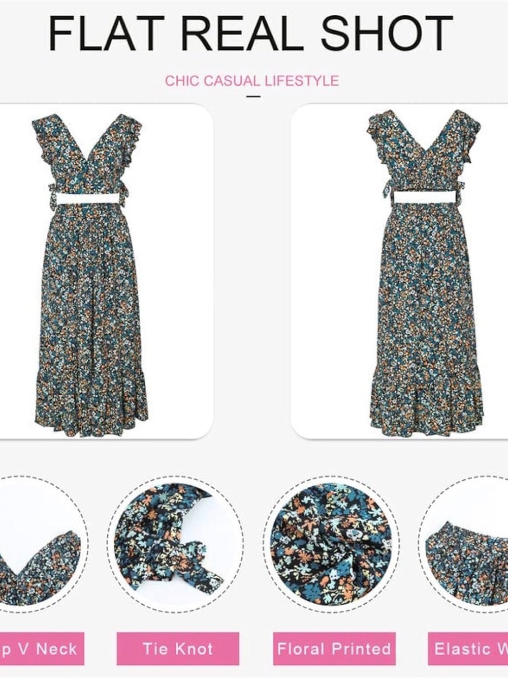 Floral Lightweight Chiffon 2-piece Skirt/Top set - Picture 3 of 7